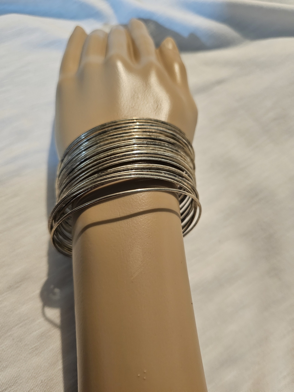 Stacked Silver-Tone Multi-Bangle Bracelet for Women
